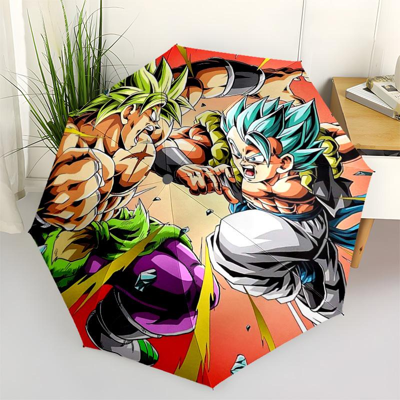 

1pc Dragon Ball Z Broly & Vegeta Outdoor Umbrella - Automatic Opening/Closing - Portable 3-Fold Design - 8 Bone Iron Frame - Perfect Gift for Fans, Tr