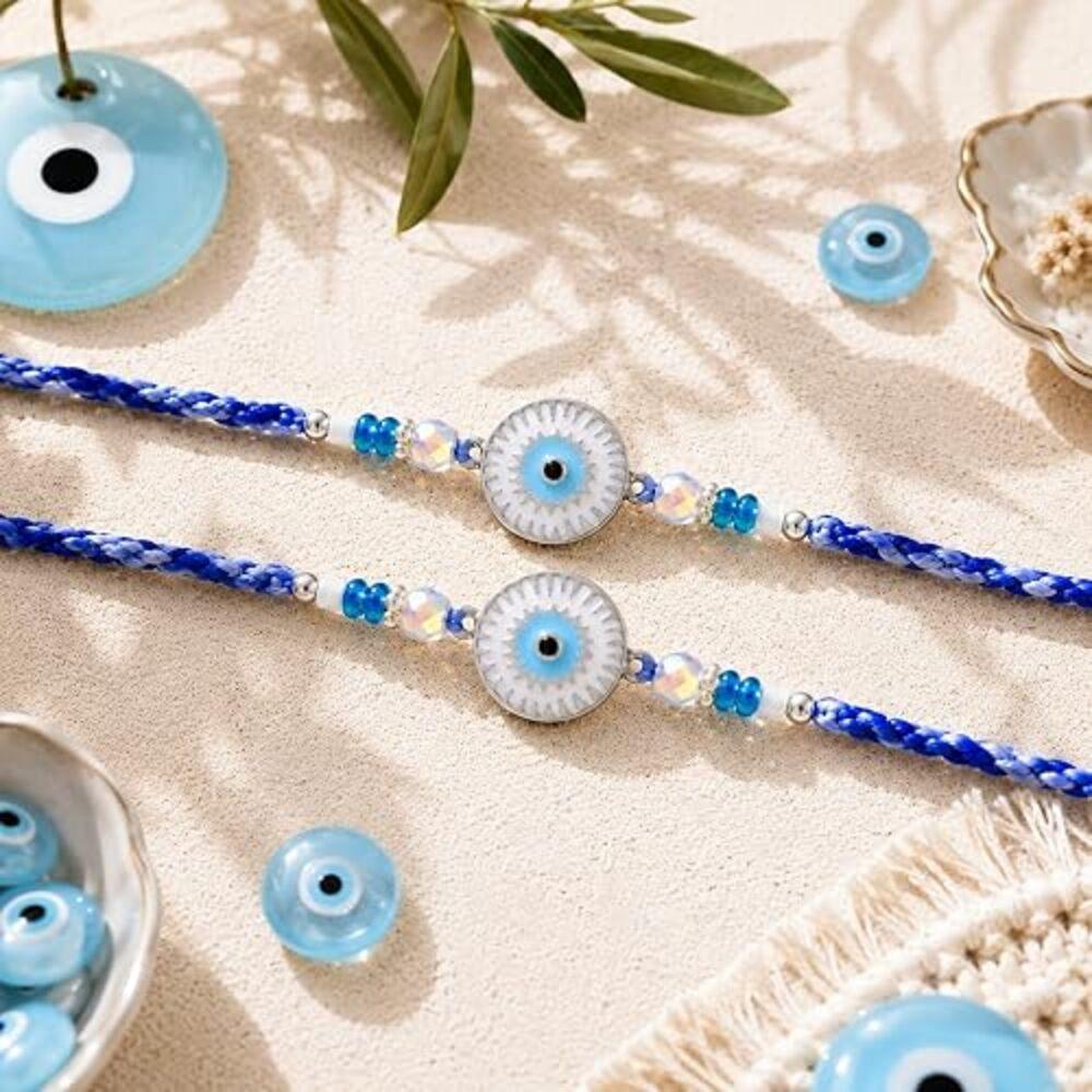 Set of 2 Rakhi For Brother With Card Evil Eye Rakhi For Raksha Bandhan Designer Rakhi Thread for Bhaiya - NewD