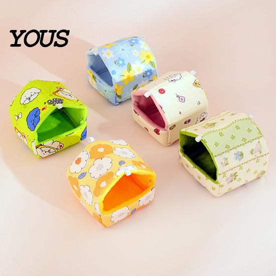 Thickened Warming Bed for Hamsters Warm Plush Hamster Bed, Winter Small Animal Hideout, Cozy House Enclosed Cave Mice Hammock, Washable Chinchilla