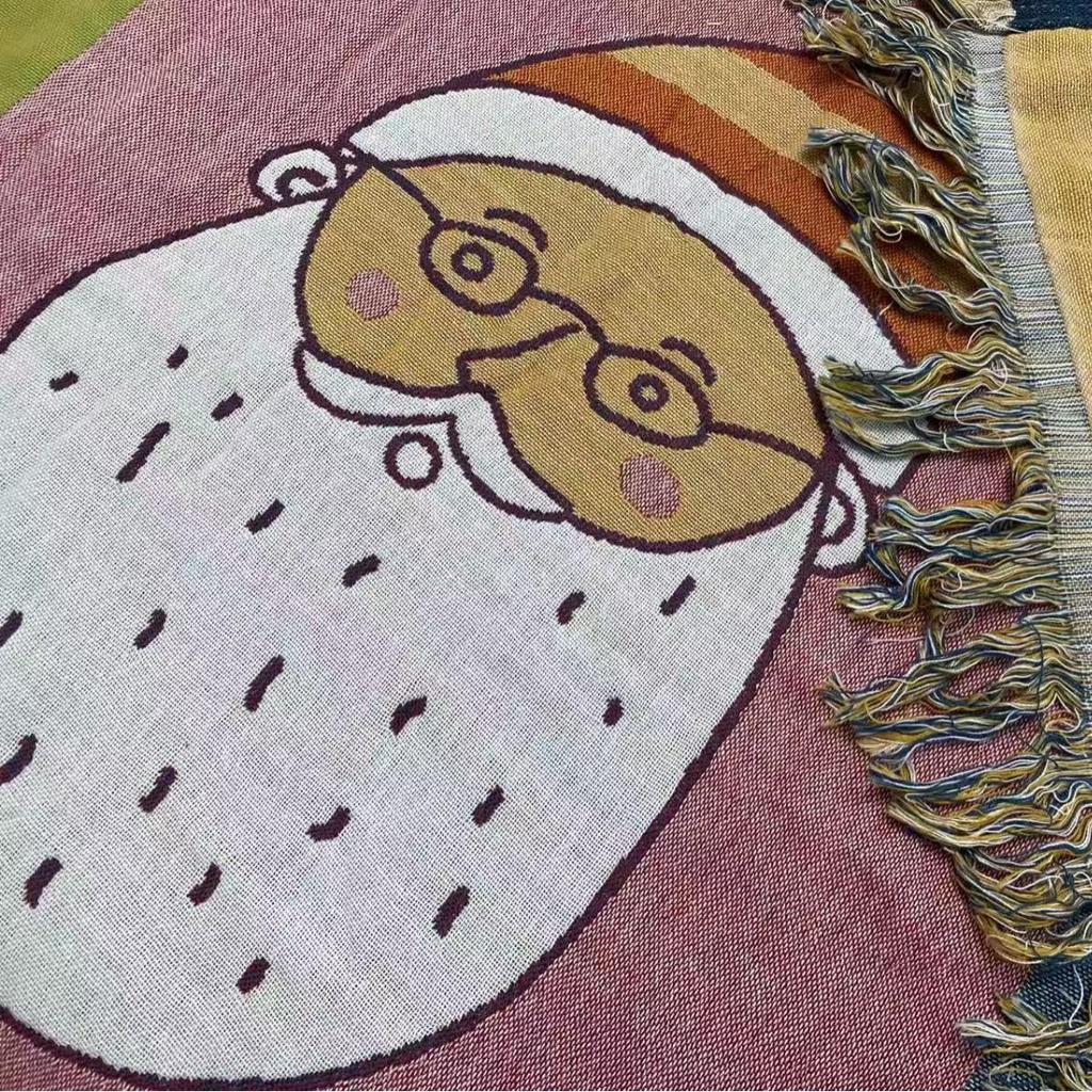 Christmas Tassel Throw Blanket, All Cotton, Machine Washable, Breathable, Single Bed Fitted Sheet Style