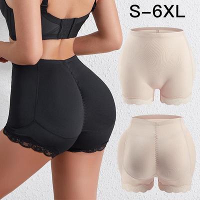 Hüfthebende Shapewear-Boxershorts für Damen mit Spitze und gepolstertem Gesäß – Bauchkontrolle in Übergröße