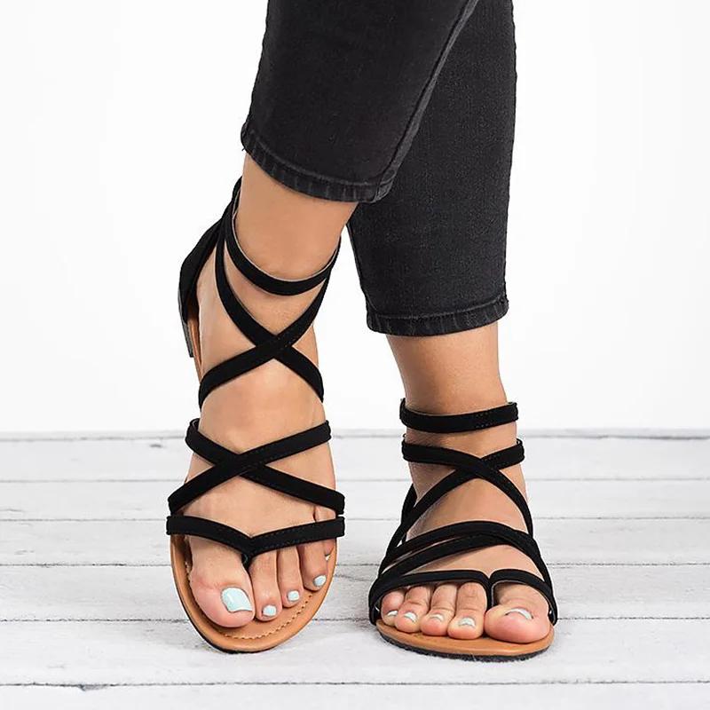 

Women Sandals Plus Size 43 Gladiator Sandals For Beach Flat Summer Shoes Woman Zip Dropshipping Chaussures Femme 34 чорний