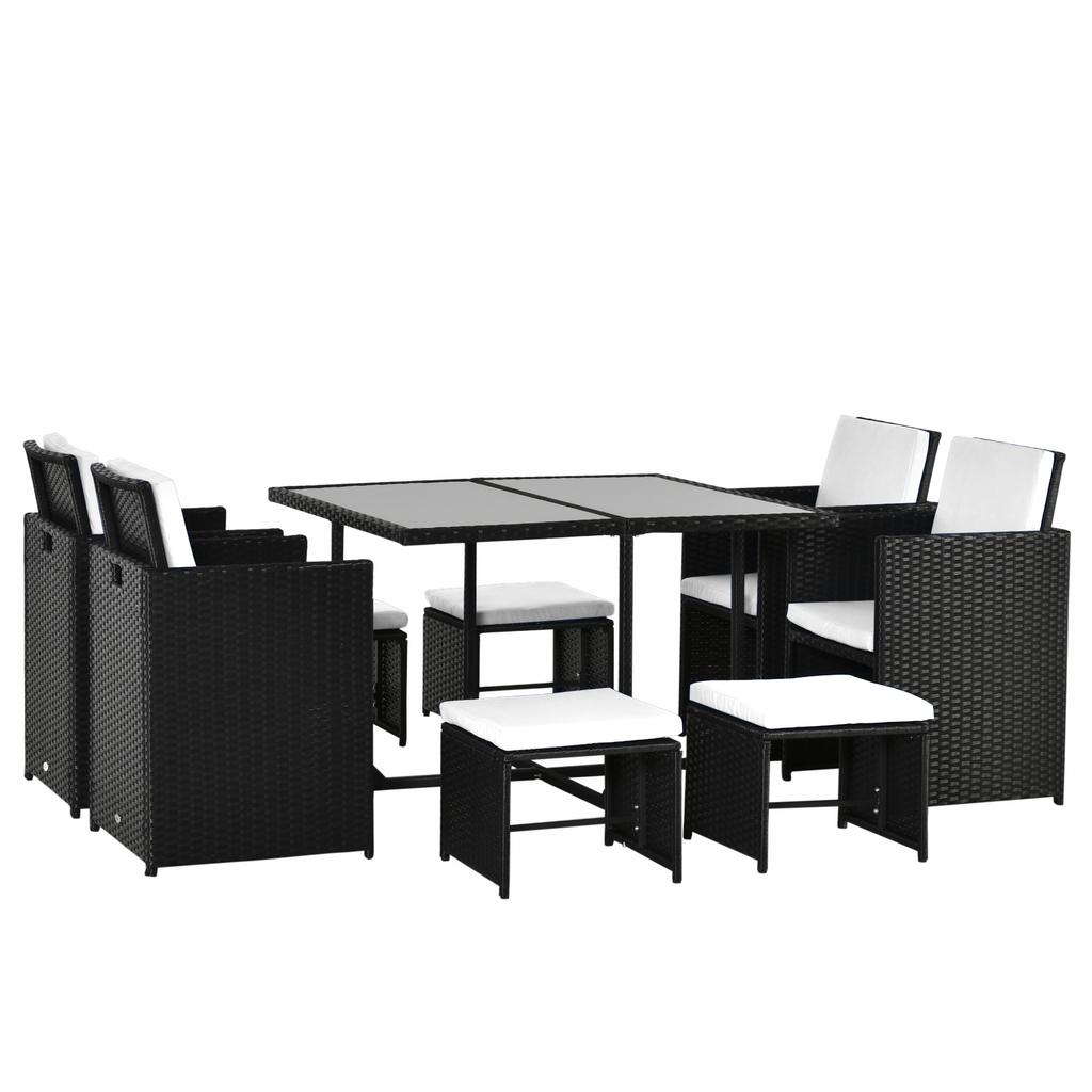 Seating Group for 8 People Poly Rattan Garden Set Seating Set Black
