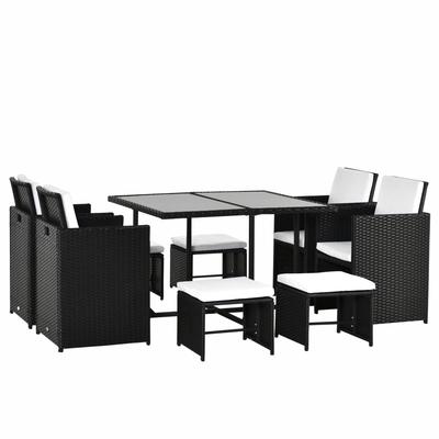 Seating Group for 8 People Poly Rattan Garden Set Seating Set Black