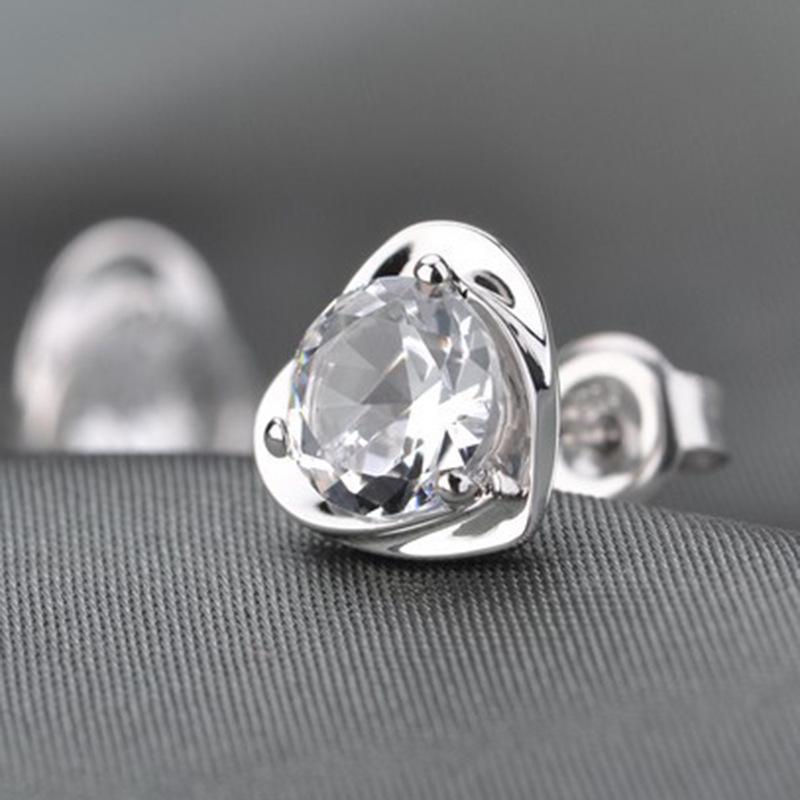 Korean Style 925 Silver Heart-Shaped Stud Earrings - Online Bestseller