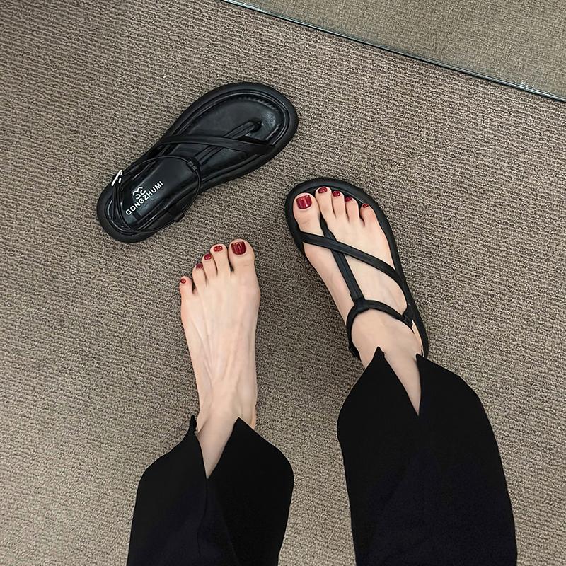 Summer Women Clip Toe Flats Sandals Concise Narrow Band Shoes Ladies Comfort Soft Sole Women Gladiator Sandalias Slingback Femme