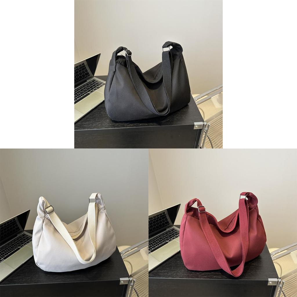 Korean Style Casual Lazy Wind Bag 2024 New Simple Large Capacity Canvas Bag Solid Color Single Shoulder Diagonal Female Bag