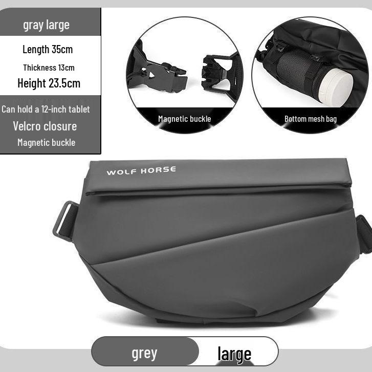 Men's Trendy Large Capacity Crossbody Bag with Magnetic Buckle for Single Shoulder or Motorcycle Riding