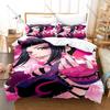 Cool Juri Han Purple Spider Outfit Twin Bun Pink Eyepatch Duvet Cover + 2 Pillowcases Capcom Fighting Game Bed Linen