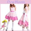 Elegante Vestido de Fantasia Rosa da Super Mario Princesa Peach com Coroa e Conjunto de Luvas