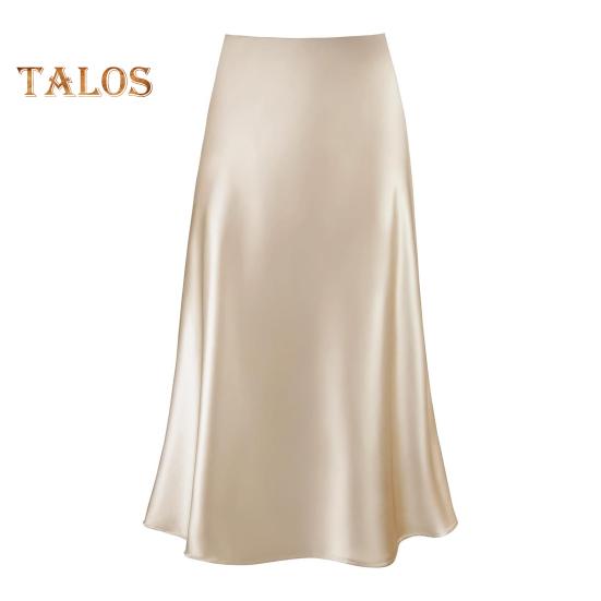 

Спідниця-максі Жіноча гладка атласна довга спідниця із застібкою-блискавкою, суцільний колір, весна-осінь, жіноча спідниця-риб’ячий хвіст із затягуванням стегон L шампанського