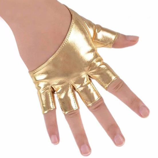 Lady Fashion Faux Leather Half Finger  Gloves Driving Pole Dancing Show Gloves