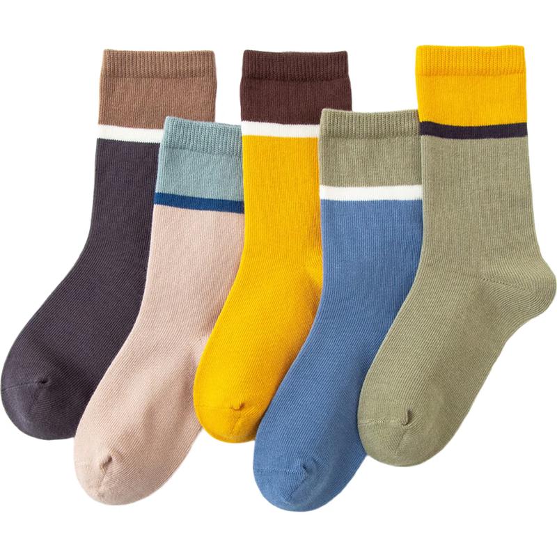 Mini Balabala Kids' Cotton-Stretch Breathable Socks (5-Pair Pack)
