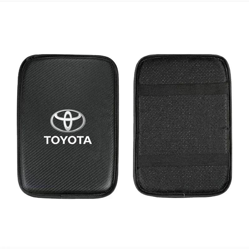 Carbonvezel Leer Auto Console Doos Pad Auto Armsteun Kussenhoes Voor Toyota TRD Logo RAV4 Levin Reiz Corolla Chr Yaris Camry