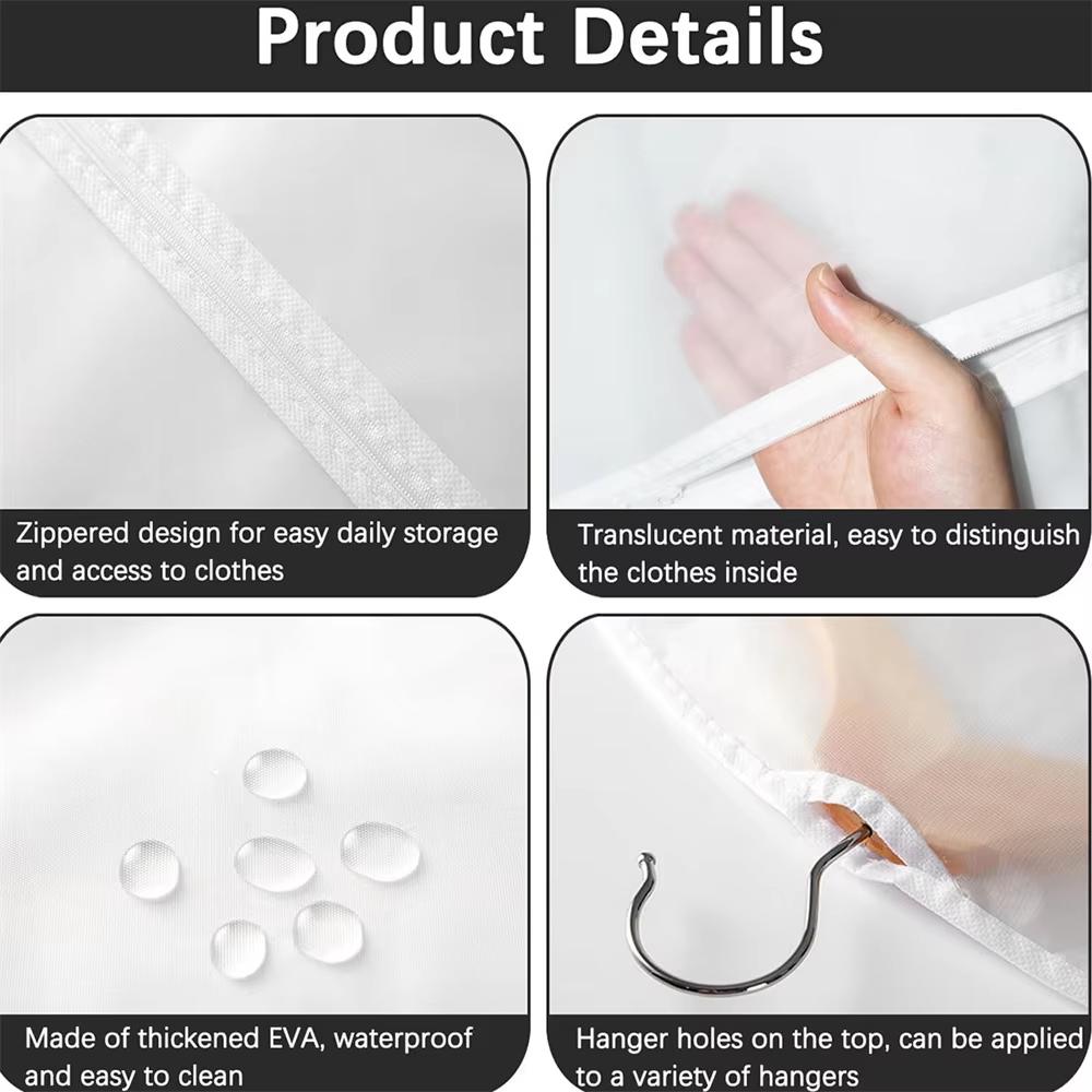 5PCS Dust Proof Garment Protector Cover Bag Fully Enclosed Clothes Cover with Zipper Clothes Bags Hanging Durable Storage Bag