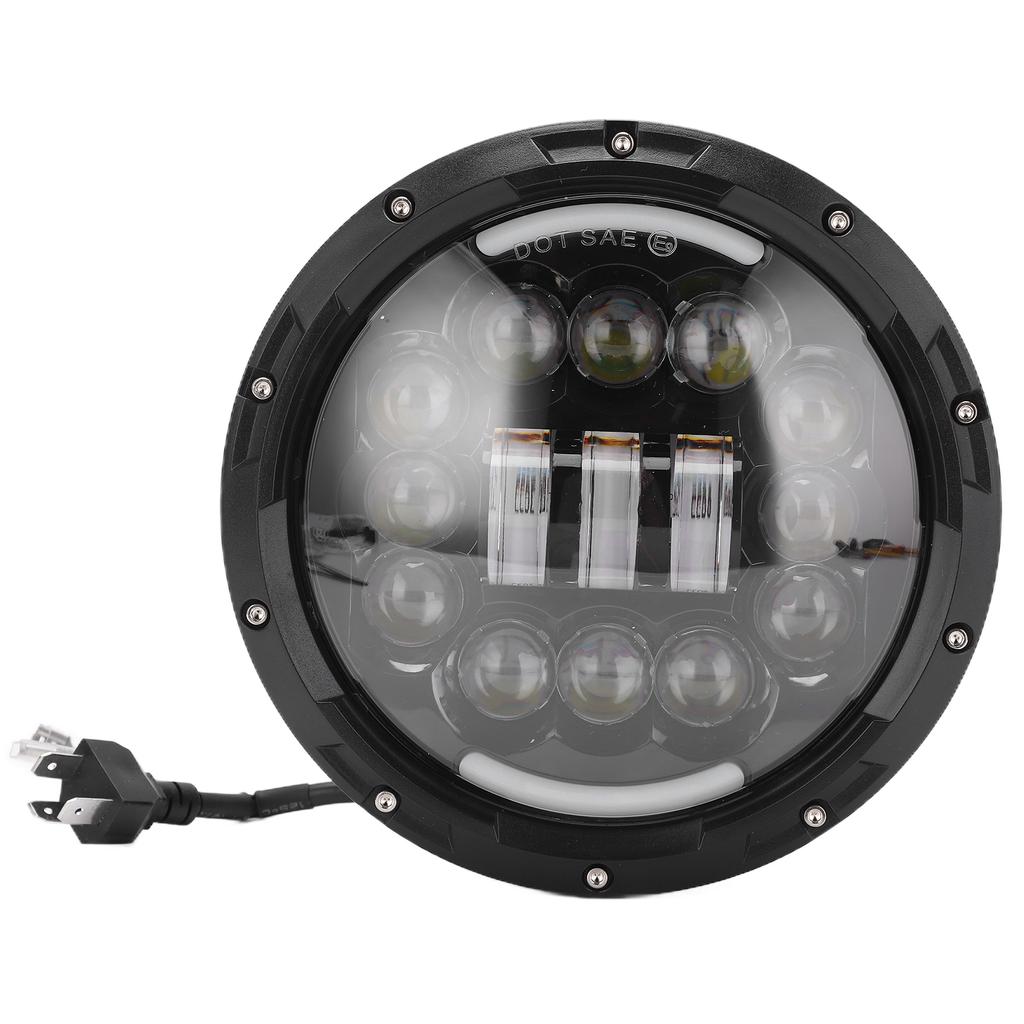 פנס ראש LED 7 אינץ' 75W צבע אור לבן-ענבר עמיד במים IP68 החלפה לוונגלר TJ 1997 2006