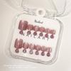 10 Pcs/Box French Fake Nails Glossy Cat-Eye Nail Art Design Short Square Press On Nail Full Cover False Toe Nail Extension