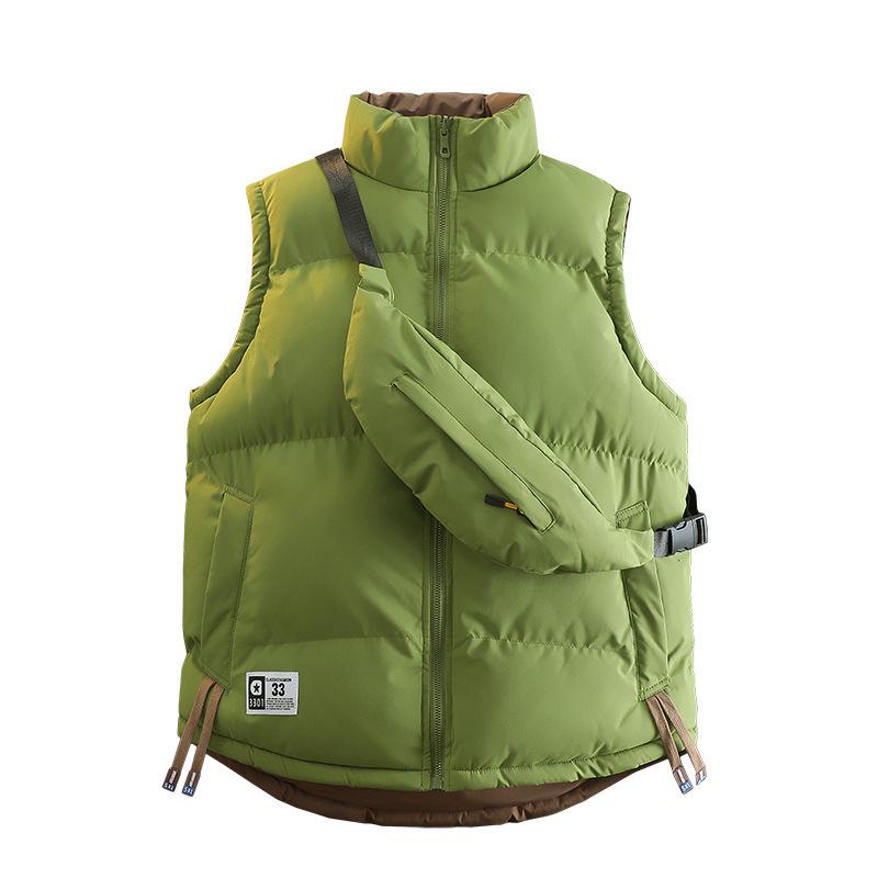 

Чоловічий двосторонній жилет із коміром-стійкою - Теплий повсякденний жилет на осінь/зиму 5XL зелений