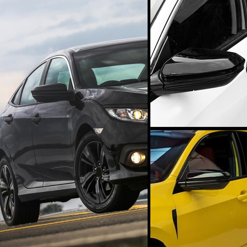 Left+Right For 2016-21 Honda Civic 10th Side View Mirror Cover Caps  Gloss Black