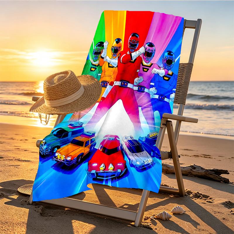 Mighty Morphin Power Rangers Print Beach Towel Design, Soft, Lightweight. for Home Bathroom, Spa, Pool, Yoga, Surfing, Camping, Gift for Family, Frien