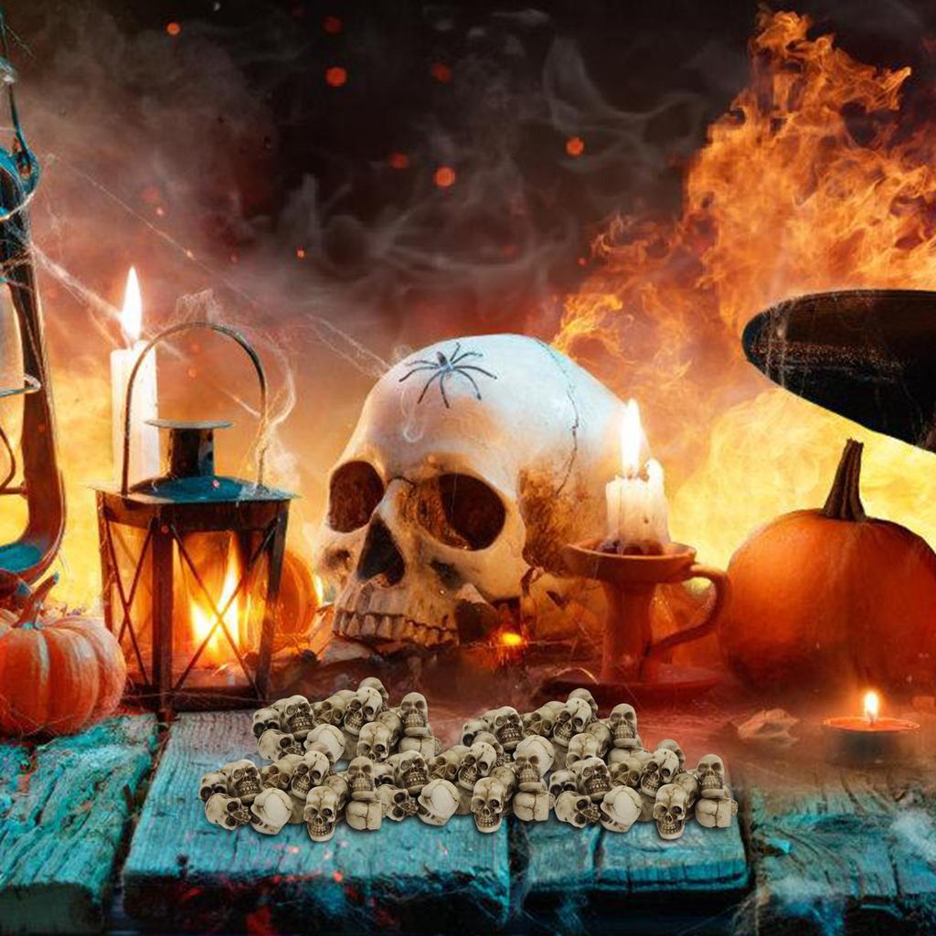 Resin Skulls Mini Skulls Figurine Miniature 20 Piece Skeleton Head Collectible Props Gothic Miniature For Desk Table Bookshelf