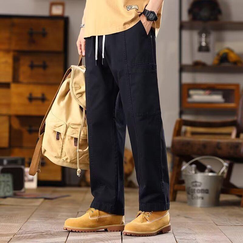 Spring and Autumn Tooling Casual Pants Men's Trend Loose Straight Men's Casual Pants Hong Kong Style New Tooling Pants Men's