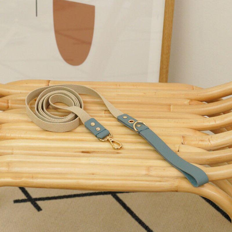 MAISON DE MIU Running Mate Leather&Webbing Lead_Indian Blue/Ivory