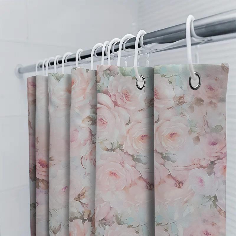 Vibrant Purple Lavender Blue Watercolor Shower Curtain For Bathroom Decor Printed Plastic Fabric Waterproof Bath Mat Cover Size