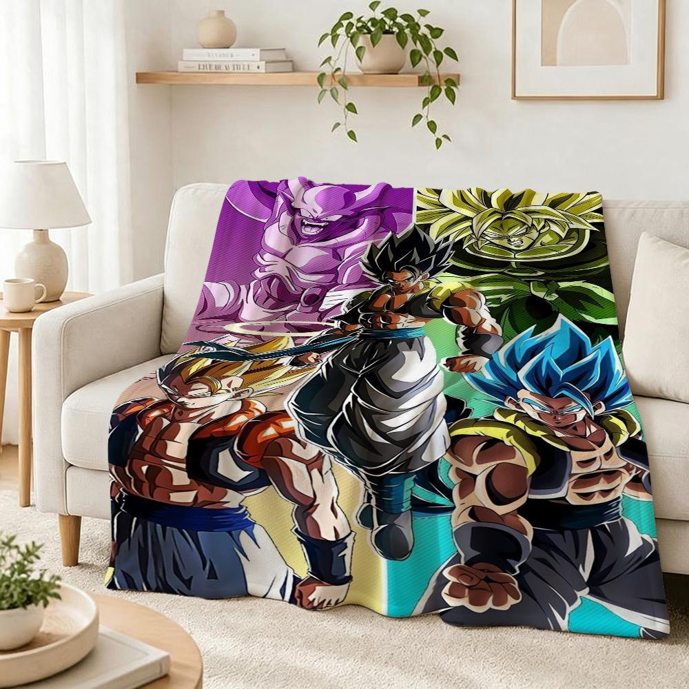 Goku'S Evolution Theme Anime Flannel Blanket Thick Warm Fleece Blanket For Bedroom Sofa Nap Home Party Decor New Year Gift