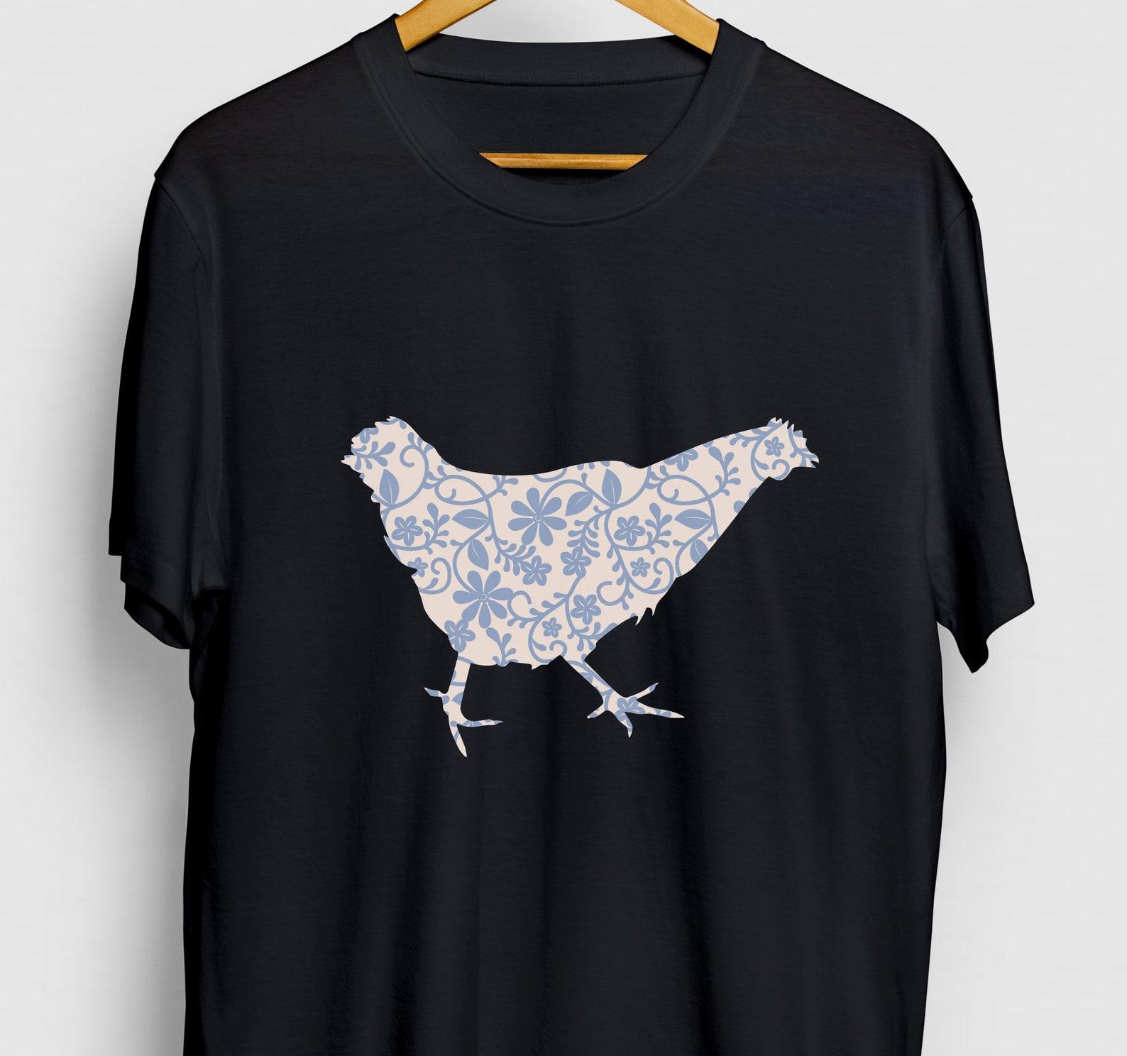 Floral Chicken T-Shirt: Funny Pet Shirt, Chicken Gift L