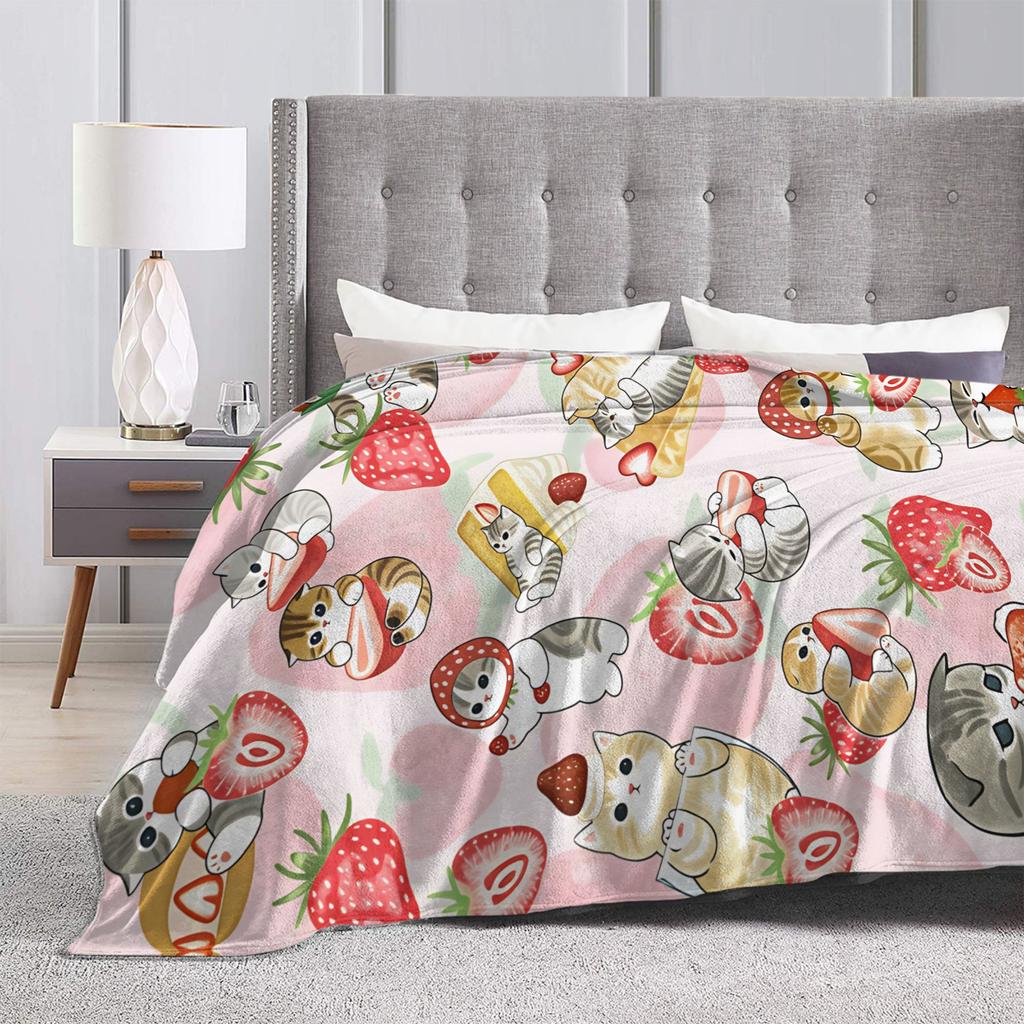 Mofusand Japanese Shark Cat Blankets Quality Warm Cozy Throw Blanket Autumn Picnic Chair Sofa Bed Graphic Bedspread