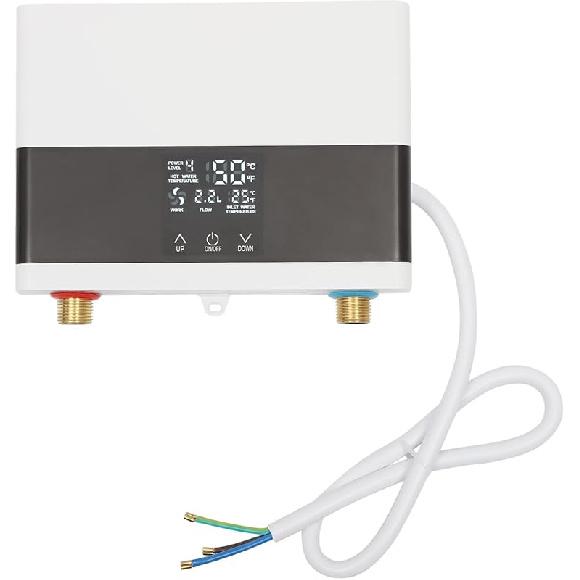 Electric Tankless Water Heater 220v 5.5kw Water Heater for Home Instant Mini Smart for Under Sink Kitchen 5500w White