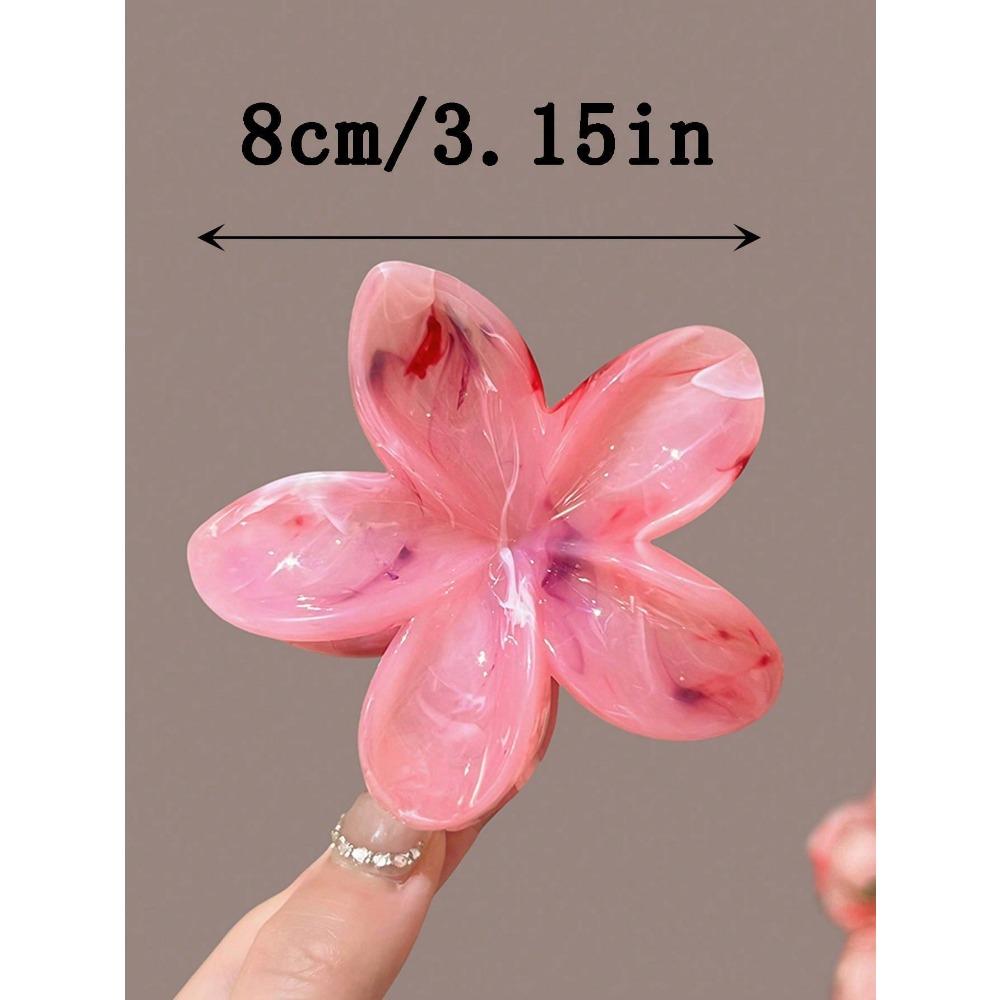 5pcs Women's Ombre Flower Hair Clips 8cm Plastic Hairpins, Elegant Bun Ponytail Accessories for Daily Party Vacation, Cute Hair Clamps