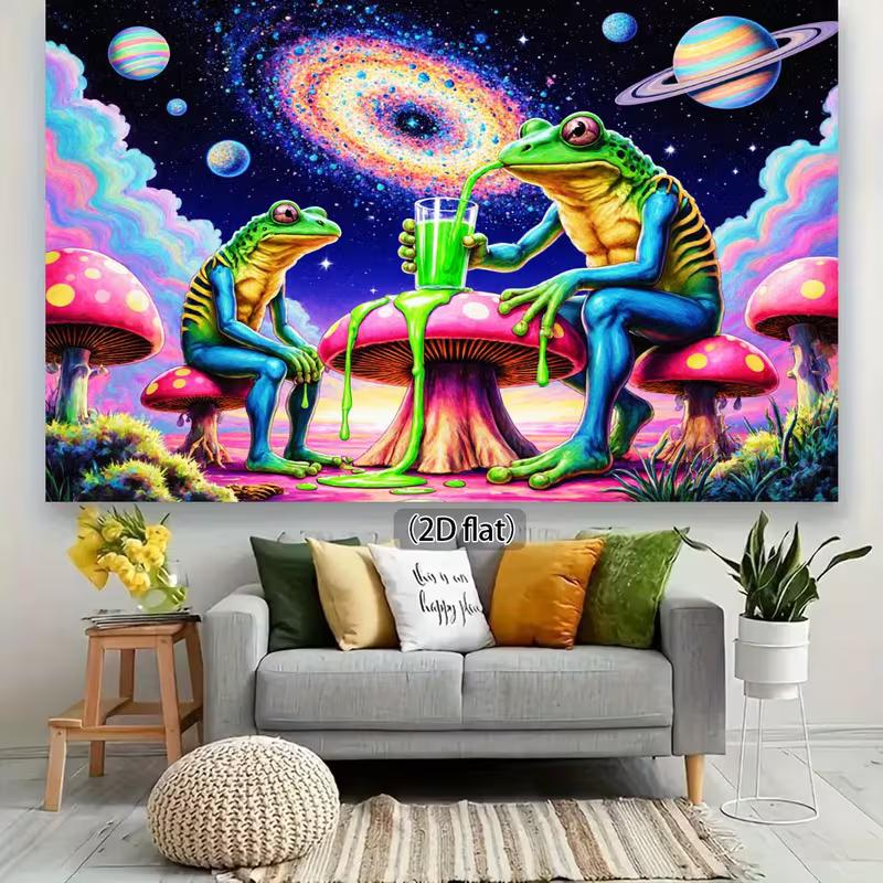 2D Colorful Galaxy Frog Backdrop for Trippy Art Style Events