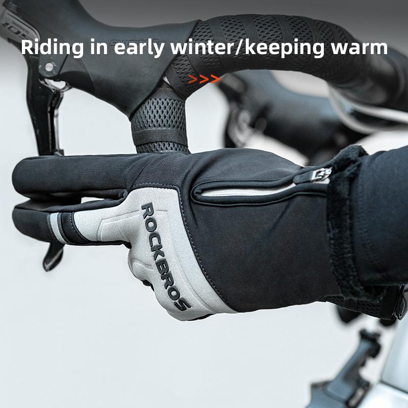 Rockbros Autumn Winter Gloves Touch Screen Bicycle Gloves Full Finger Keep Warm Gloves Mtb Road Warm Long Wrist Cycling Gloves