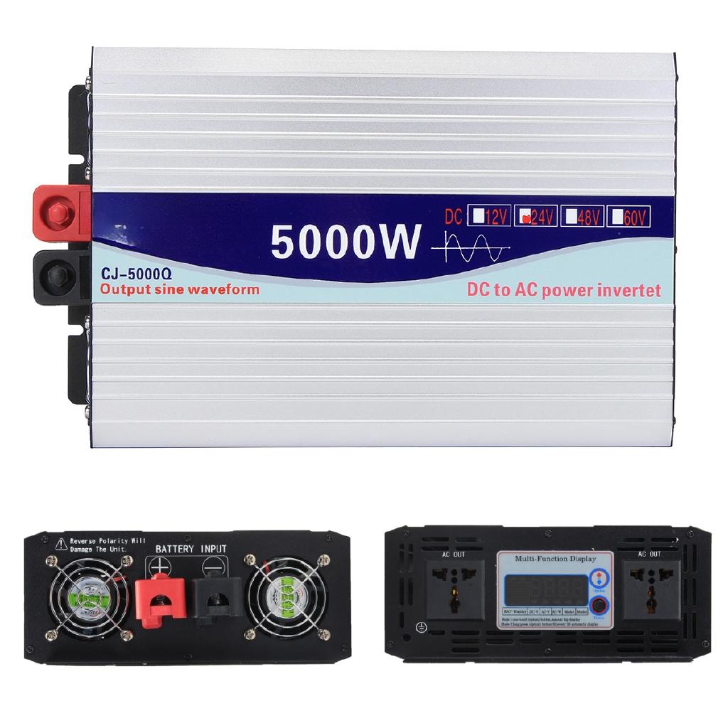 3000W/4000W/5000W/6000W Intelligent Screen Pure Sine Wave Power Inverter Converter Adapter LCD Screen 12V/24V To 220V