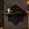 Office Wall Shelf Vintage Floating for Wall, 3D Printed Gothic Carving Display Shelf, Decorative Storage Shelves Mount Black Rack Home Living