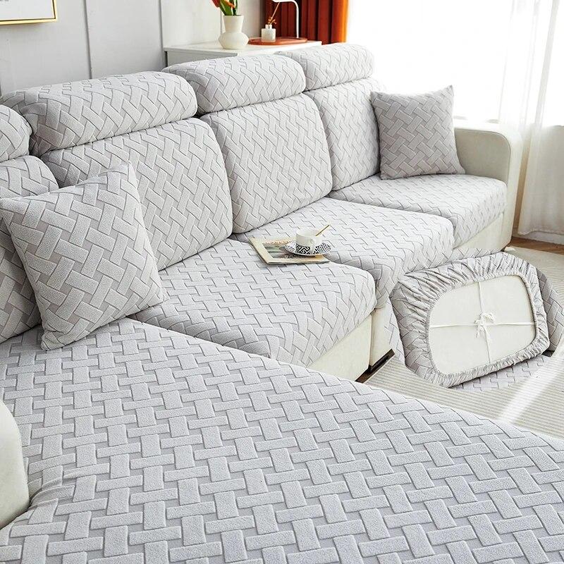 Jacquard Plush Sofa Cover Elastic Sofa Cushion Cover for Living Room Furniture Protector For Pets Removable Sofa Seat Cover