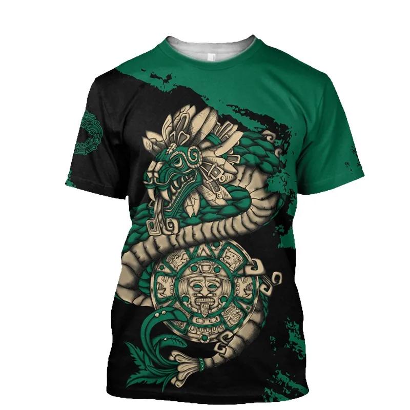 Summer Trend Harajuku 3D Printed Top Mexico Aztec Men's Casual T-shirt Street Fashion Classic Vintage O Neck Loose