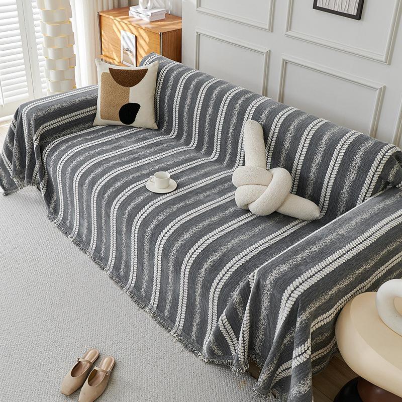Modern Minimalist Sofa Towel Luxurious Solid Color Chenille Sofa Protective Cover All Seasons Universal Sofa Cover Cloth Gray