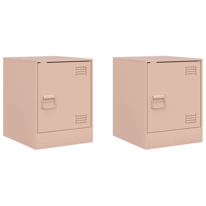 VidaXL Tables de chevet 2 pcs rose 34,5x39x44 cm acier, armoire, meubles de chambre, support téléphonique, armoire 841610