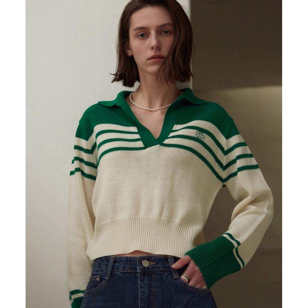 

NICKNICOLE CLASSIC OPEN COLLAR KNITGREEN