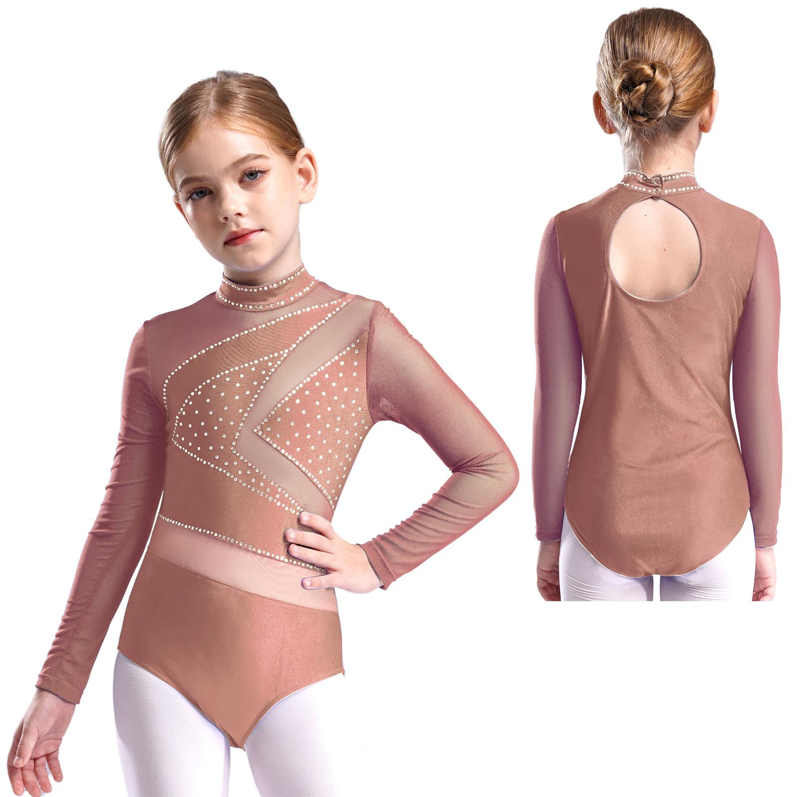 

Дитячий одяг для дівчаток з довгими рукавами, гімнастичний купальник зі стразами, балетний танець, акробатика, бікетард, танець, комбінезон 5-6 Years синій