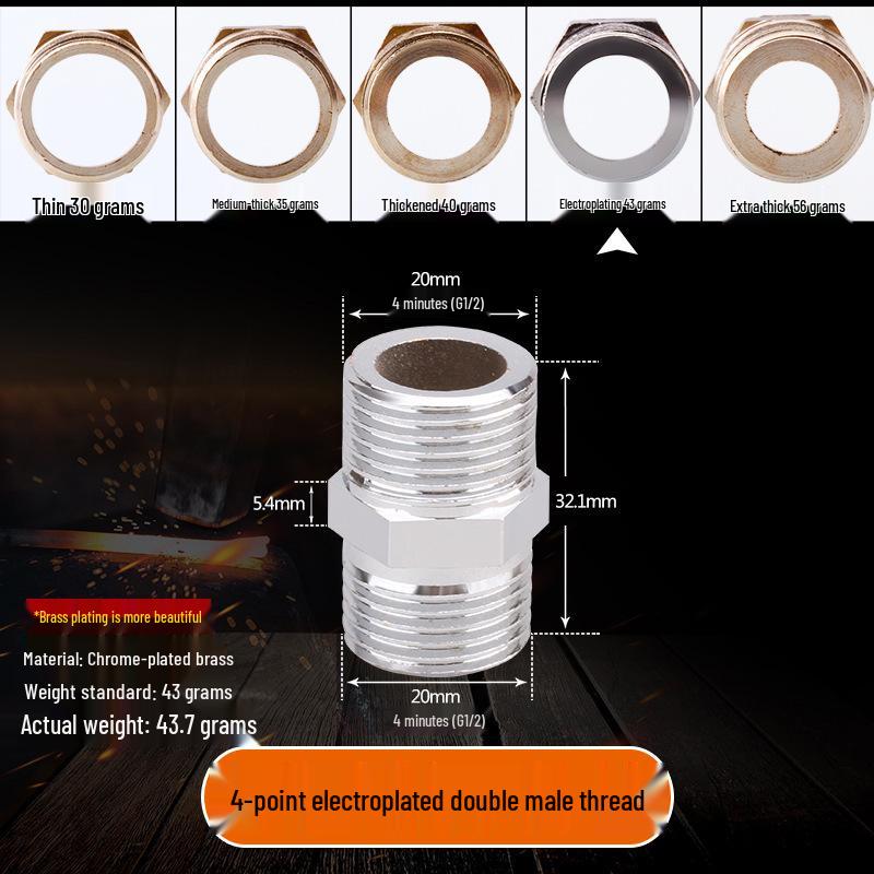 All-Copper Male Thread Direct Coupling, Short To Extended Thread, 4-Point To 6-Point, 1-Inch Inlet Pipe Reducing Joint