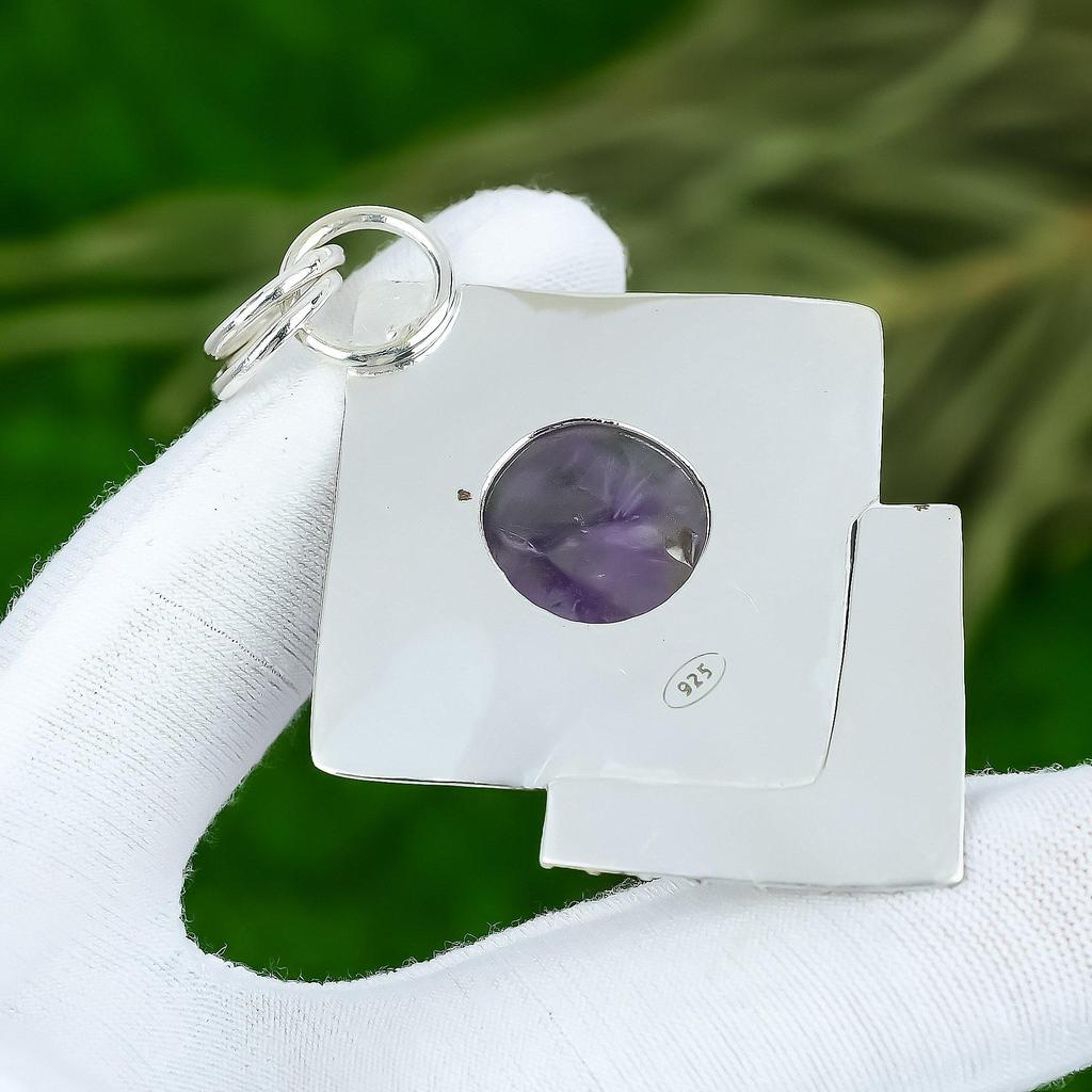 Geschenk für Frauen Anhänger 925 Sterlingsilber Natürlicher Stern-Amethyst Edelstein