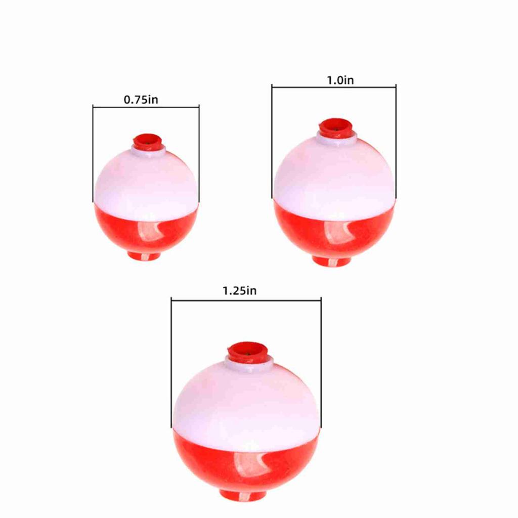 50pcs Fishing Bobbers 1 Inch Snap On Float Red and White Bobbers Push Button Round Buoy Floats Fishing Tackle
