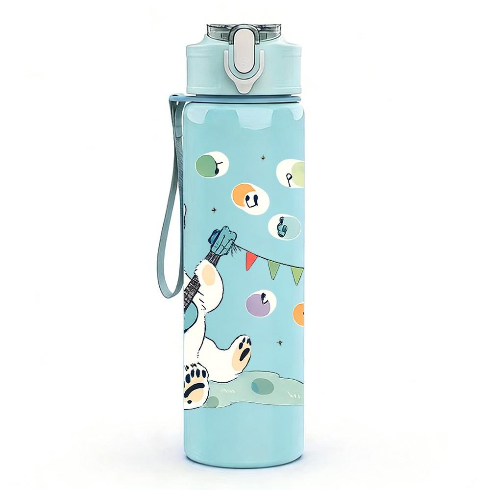 1PC Snowman Bird Winter Cute Print 750ml Color Plastic Sports Water Bottle Leakproof Flip Straw Lid Suitable for Sports Office Home Use