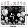 1 piece black and silver 25th wedding anniversary background elegant polyester fiber 25th anniversary banner