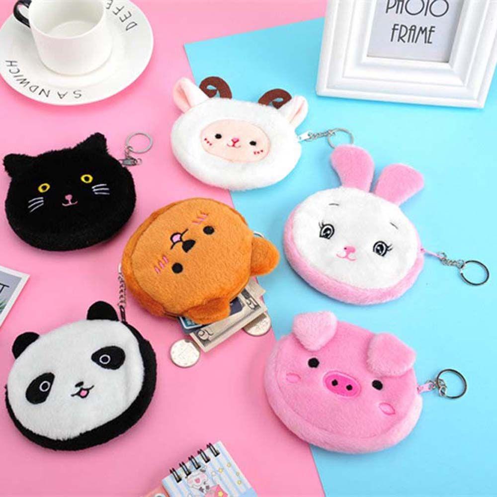 Student Cute Gift Key bag Pig Bear Plush Coin purse Earphone Bag Mini Wallet Coin bag