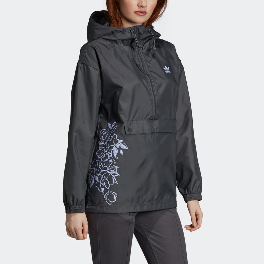 adidas Originals Logo Design Loose Fit Windbreaker Jacket Women Jacket Light-Gray DX4263